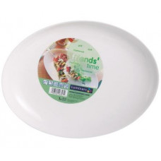PLAT OVALE BARBECUE FRIENDS  BLANC T 